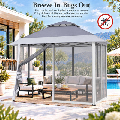 Tente de jardin pliable instantanée de 4 m x 4 m avec moustiquaire