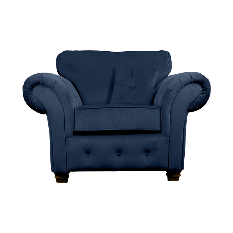 Lila Velvet Chesterfield Chair, Navy