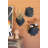  Handcrafted Wavy Clay Wall Planters 11"Tall – Black Set of 3
