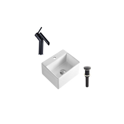 DROP Bath And Kitchen 13.4'' Ceramic Rectangular Bathroom Sink with Faucet