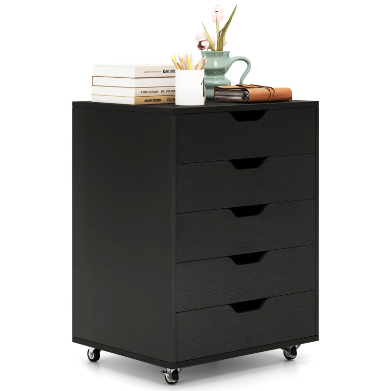 49 cm W 5 -Drawer Filing Cabinet, Black