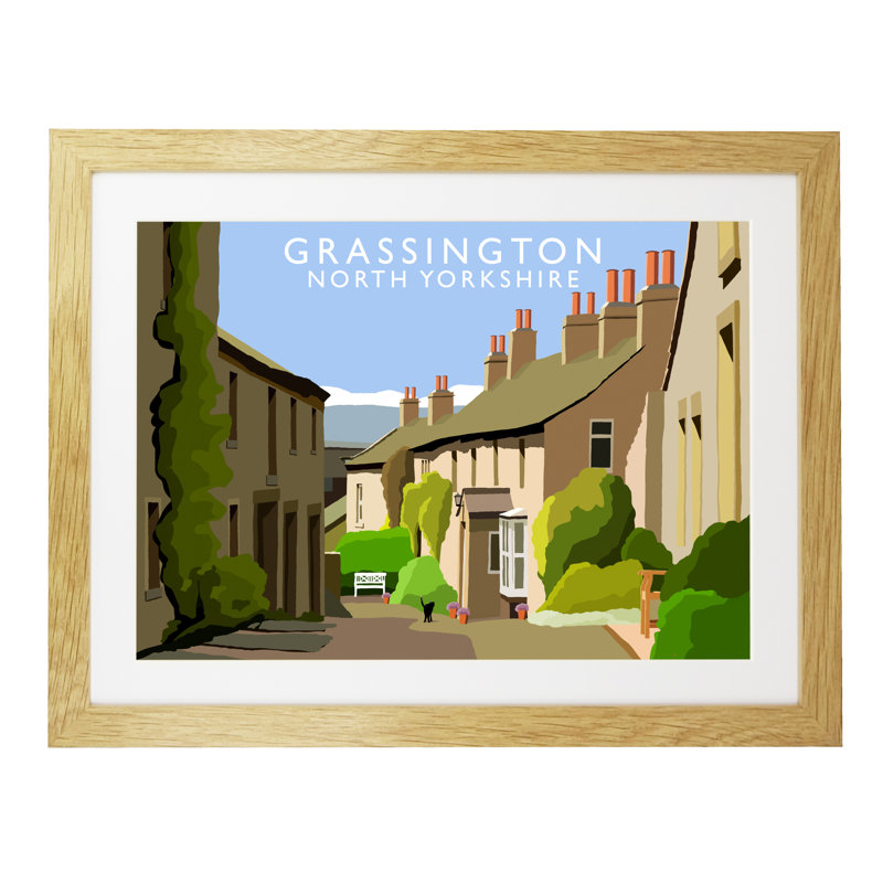 Grassington by Richard O'Neil - Print, Oak Wood Frame, 44 cm H x 54 cm W x 2.2 cm D