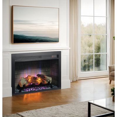 28 Inch Electric Fireplace Insert, Multicolored Flames