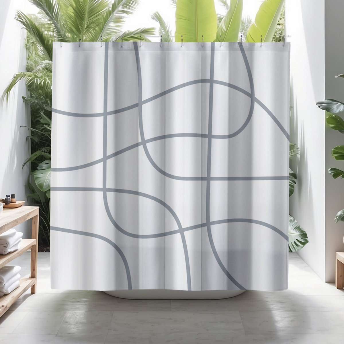 Coco Polyester Shower Curtain, Gray
