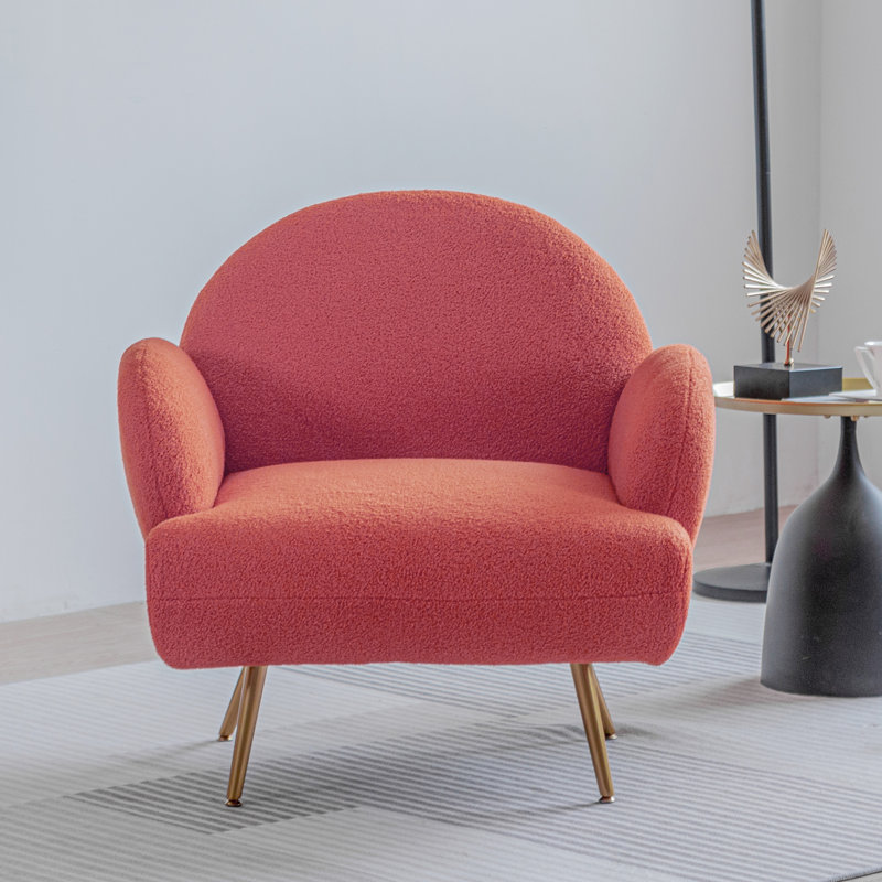 Fauteuil d'appoint moderne, fauteuil rembourré en tissu Sherpa, Sherpa orange
