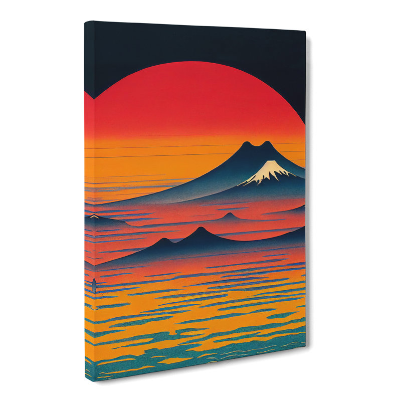 Japanese Sunset Retro - Wrapped Canvas Print, 60cm H x 40cm W x 3cm D