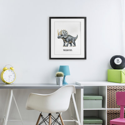 Meet The Triceratops Framed Print Under Glass, design by Christine Simpson Art