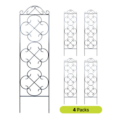 Treillis de jardin en métal pour plantes grimpantes H 48 po x l 12,5 po (ensemble de 4) - Support décoratif antirouille pour lits de jardin et patios