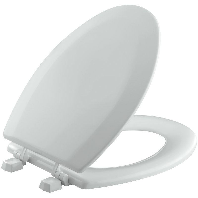 Siège de toilette allongé Triko avec charnières en plastique, Gris glacé