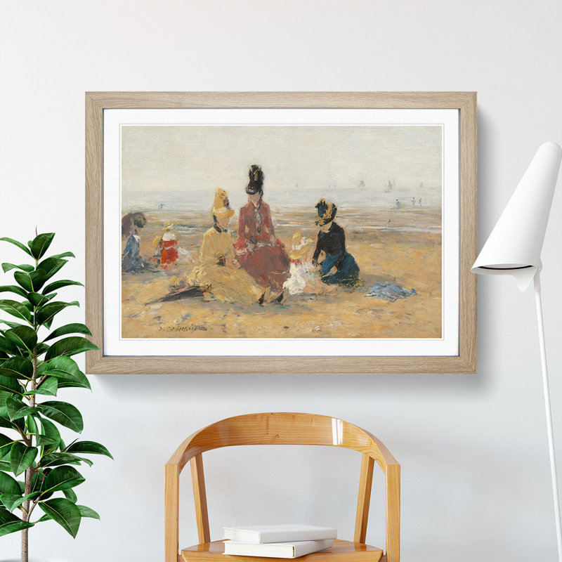 Beach at Trouville Vol.2 by Eugene Boudin - Picture Frame Painting, 27cm H x 36cm W x 2cm D, Oak Framed