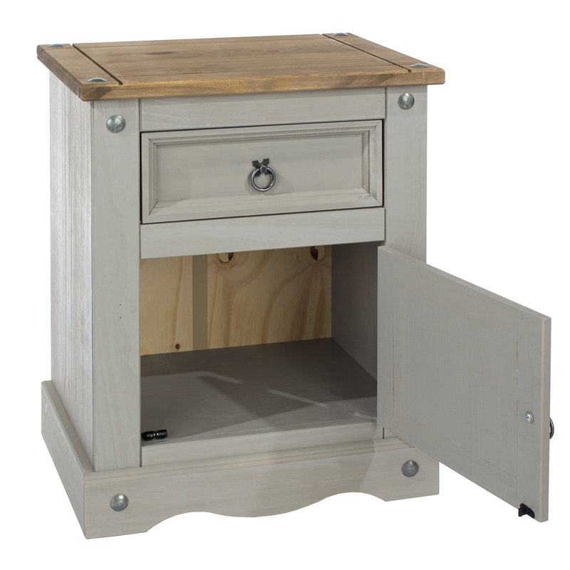 Esam 20.87'' W Solid Wood Nightstand, Gray/Antique Brown