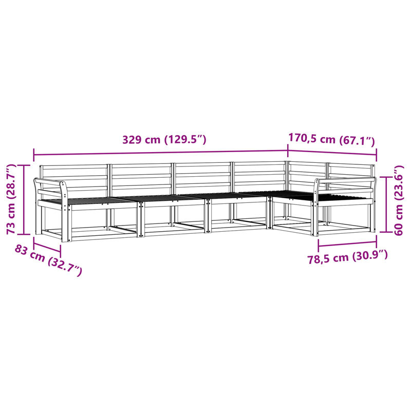 408cm Wide Patio Sectional Set, 5
