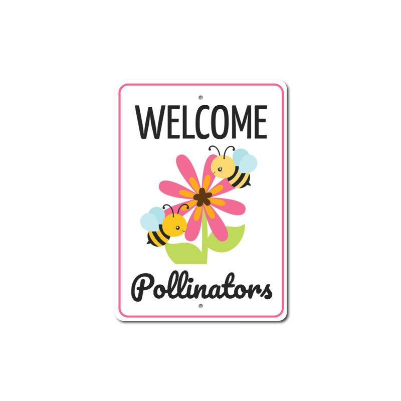 Enseigne pollinisateurs en aluminium, H 14 po x l 10 po x P 0,04 po