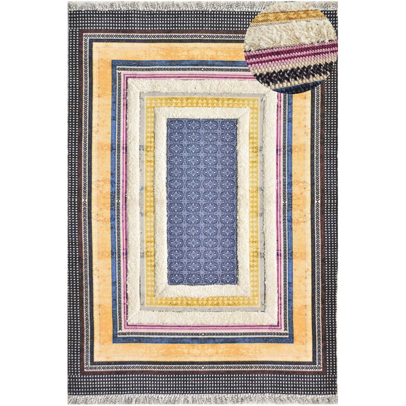 Tapis intérieur / extérieur rectangulaire en coton Iyleen, Rectangle 2 pi 7 po x 4 pi 11 po