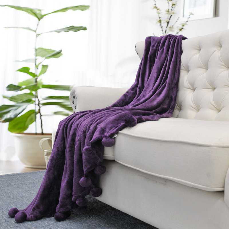 Knitted Throw Blanket, Blackberry Wine, 127cm W x 152.4cm L