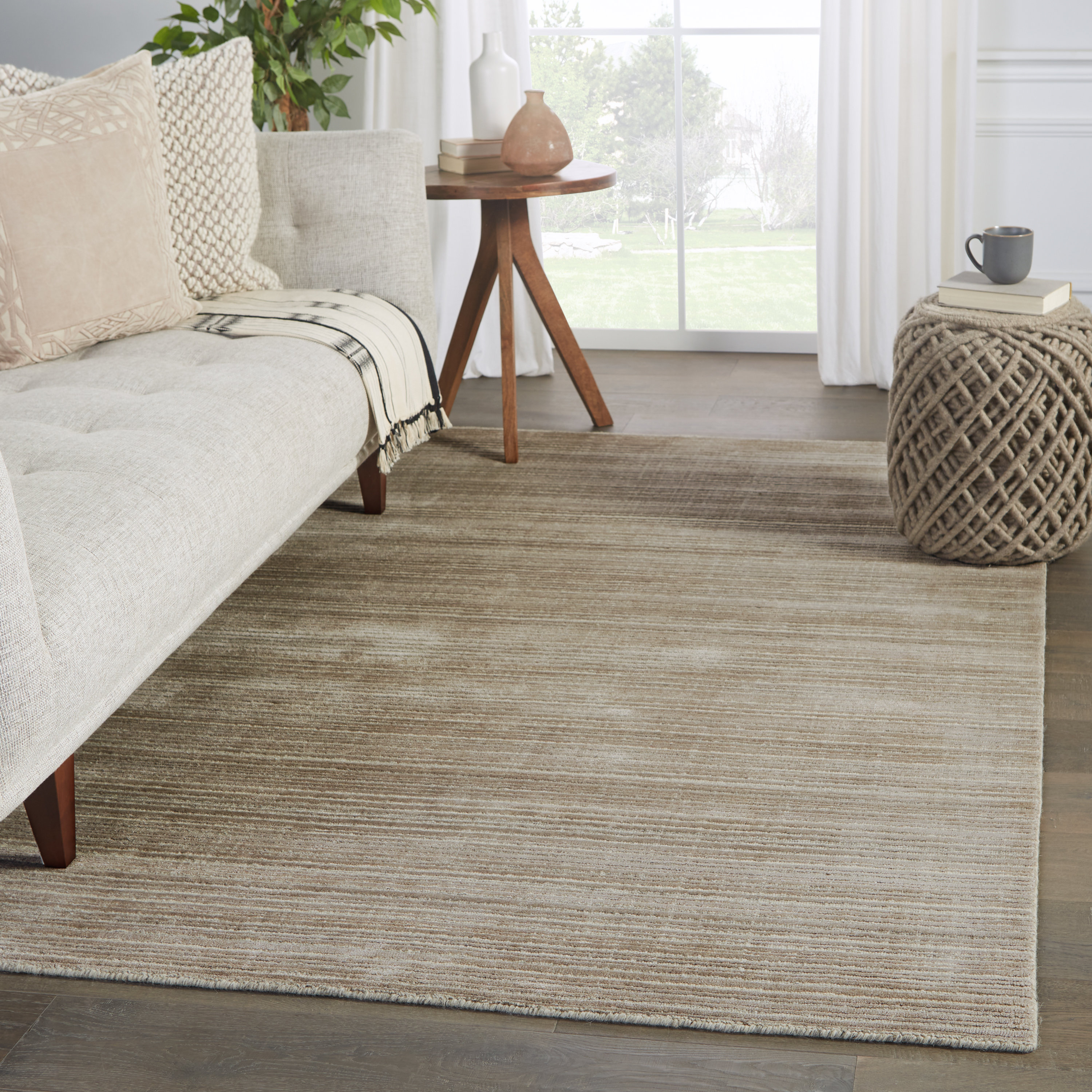 Longshore Tides Traci Striped Handmade Light Taupe Area Rug - Wayfair ...