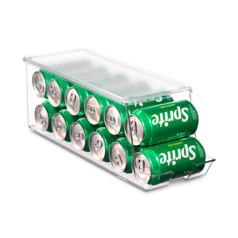 Set Of 2 Soda Can Dispensers Stackable Refrigerator Organizer Bins Holds 12 Cans 