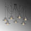 Lustre moderne noir, hauteur réglable, 62,2 po de diamètre x 48,0 po de hauteur | Corps en fer, 7 douilles E27 de 40 W maximum | Conception élégante IP20 pour le salon, la salle à manger et le vestibule, superbe luminaire de fantaisie