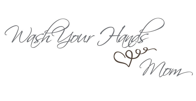 Décalcomanie murale love your hands love maman, H 11 po x l 36 po x P 0,01 po, Bleu sarcelle