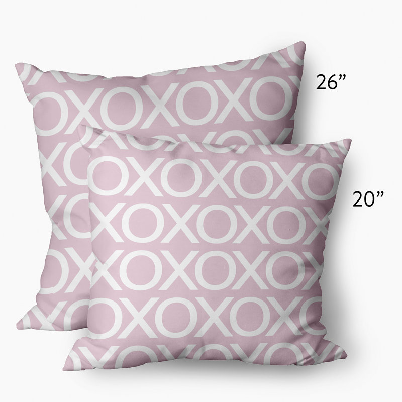 Valentine's Day Geometric Reversible Throw Pillow, 20" H x 20" W, Pale Pink