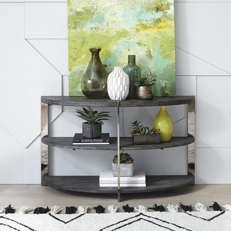 Console demi-lune avec 2 tablettes ouvertes