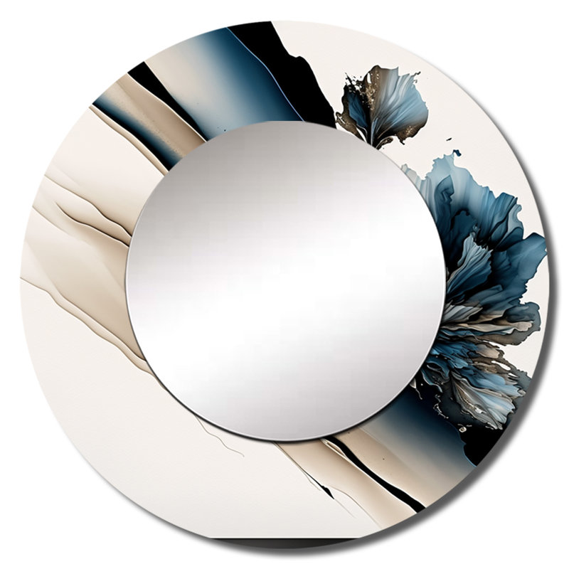 Precillia hyperréaliste pivoines fleurs II - miroir mural décoratif pivoines, miroir rond blanc, impression d'art en métal