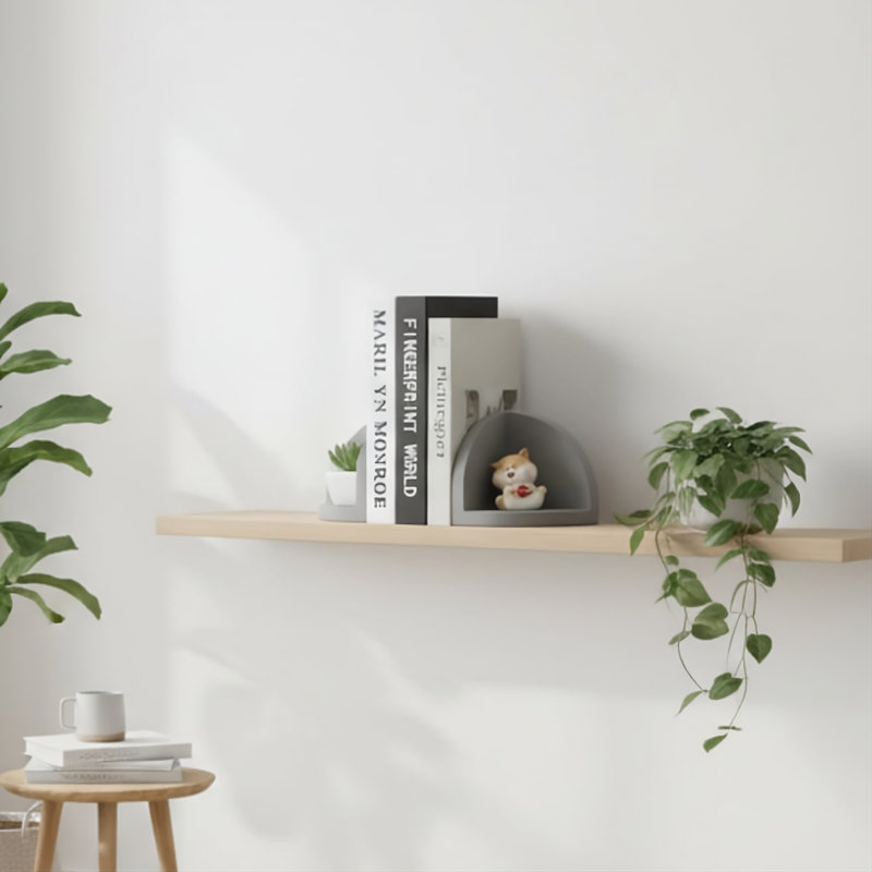 Serre-livres décoratifs géométriques en béton gris 2 pièces