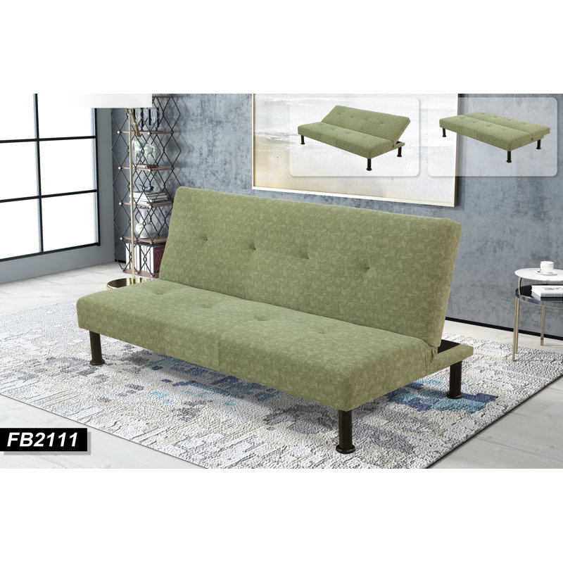 Iselys Twin 64'' Upholstered Convertible Sofa, Green
