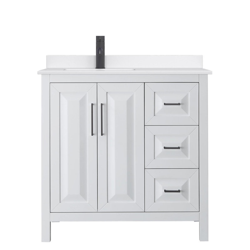Daria 36'' W Vanity, Giotto Quartz, White, Matte Black
