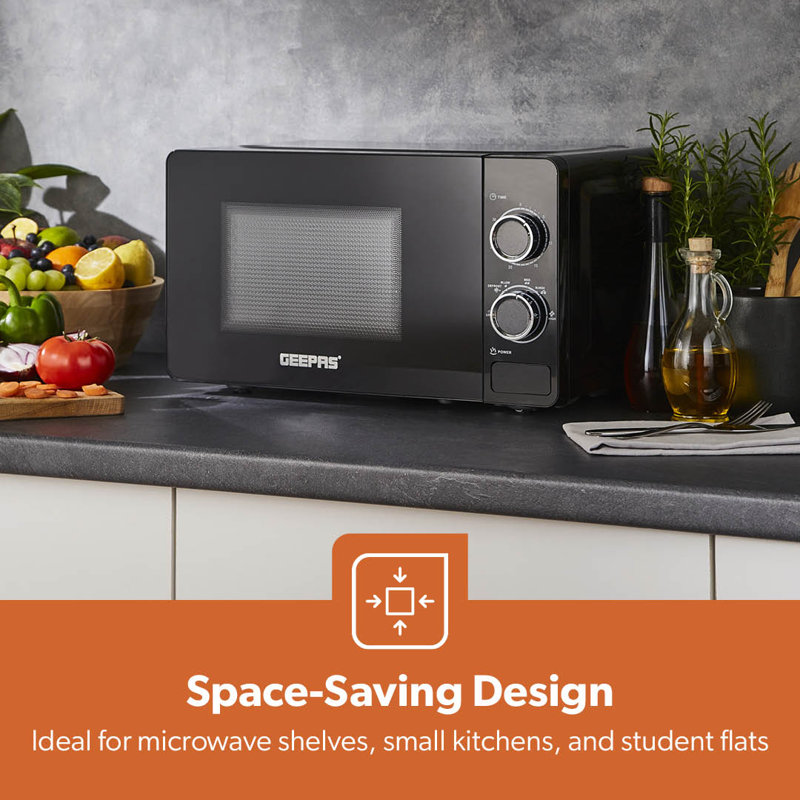 GEEPAS 700W Manual Solo Microwave Oven | Electric Oven with Auto Defrost Speedy Reheat | 5 Power Levels 2 Rotary Dials 30 Min Timer Easy Clean Standard Size of Dinner Plate | 2 Year Warranty