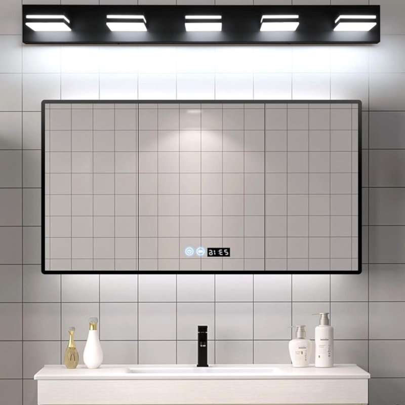Luminaire de salle de bain moderne à DEL à intensité variable (blanc froid 6000K), Noir mat