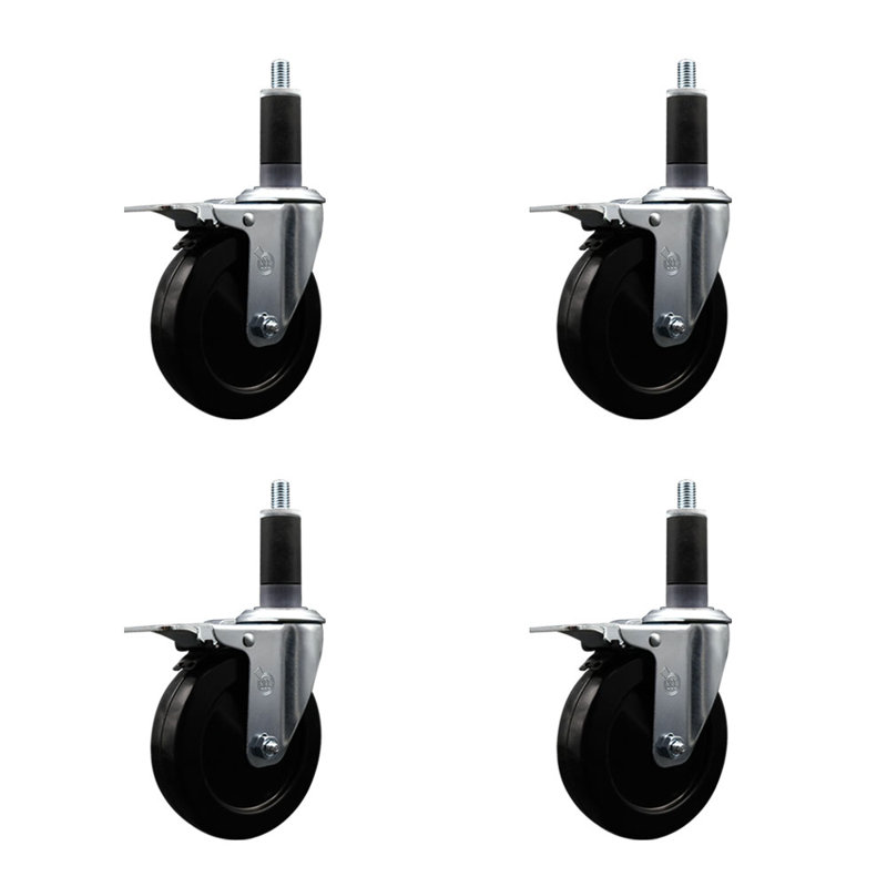Ensemble de roulettes extensibles en caoutchouc souple de 5 po pivotant de 1-1 / 8 po