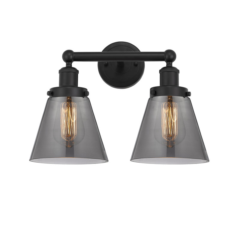 Éclairage pour meuble-lavabo à 2 lumières à intensité variable Cornville, Noir mat, gris
