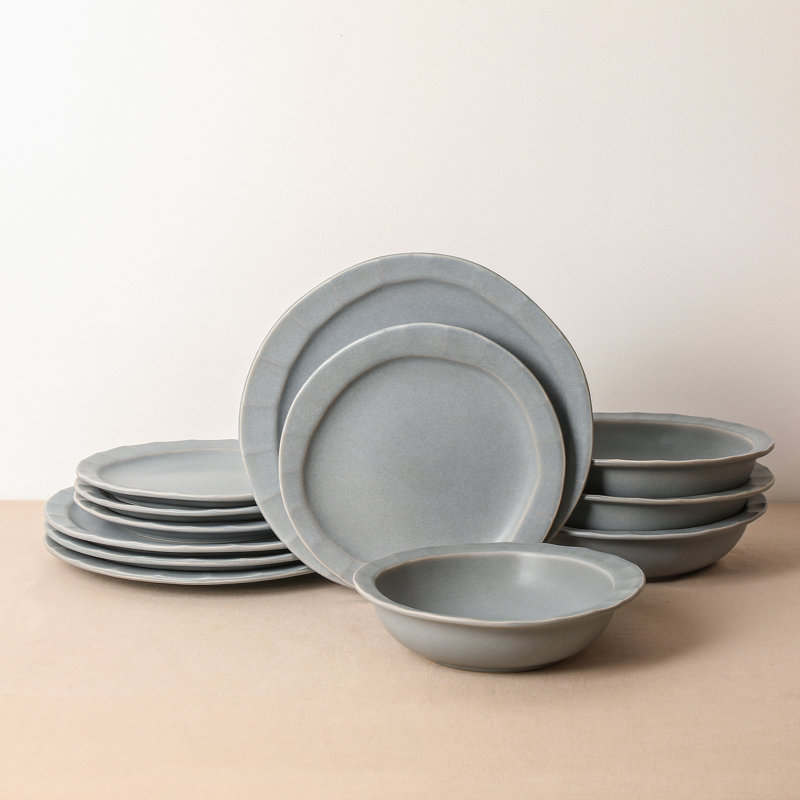 Stone Lain Oasis 12-Piece Dinnerware Set Stoneware, Blue