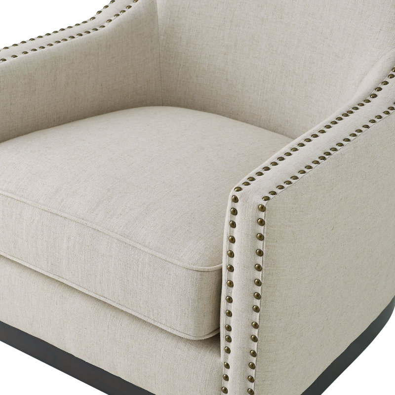 Fauteuil à oreilles en lin 36 po Bryan, Beige