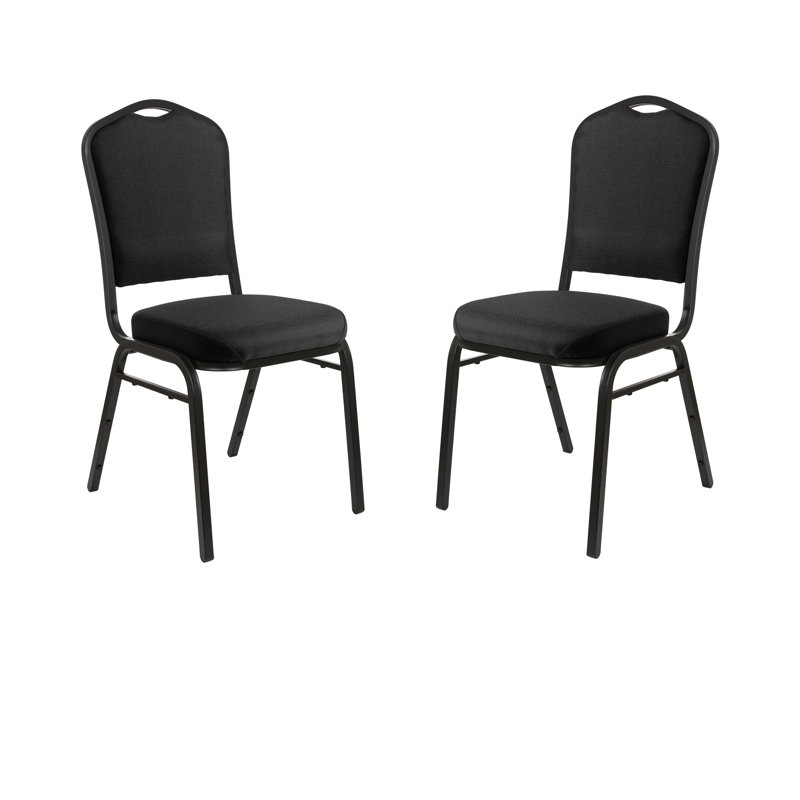 Lila Fabric Stack Chair (2 Pack), Ebony Black, Black