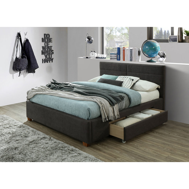 Lit plateforme avec rangement à profil bas Hillebrandt, Gris anthracite, Grand