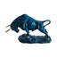 Statue de taureau en résine Nifao - sculpture de taureau multicolore tourbillonnant intérieur / extérieur, design abstrait jaune, bleu, rouge et violet avec cornes dorées sur base noir brillant pour les maisons, bureaux 14 po x 4 po x 9 po-257420594
