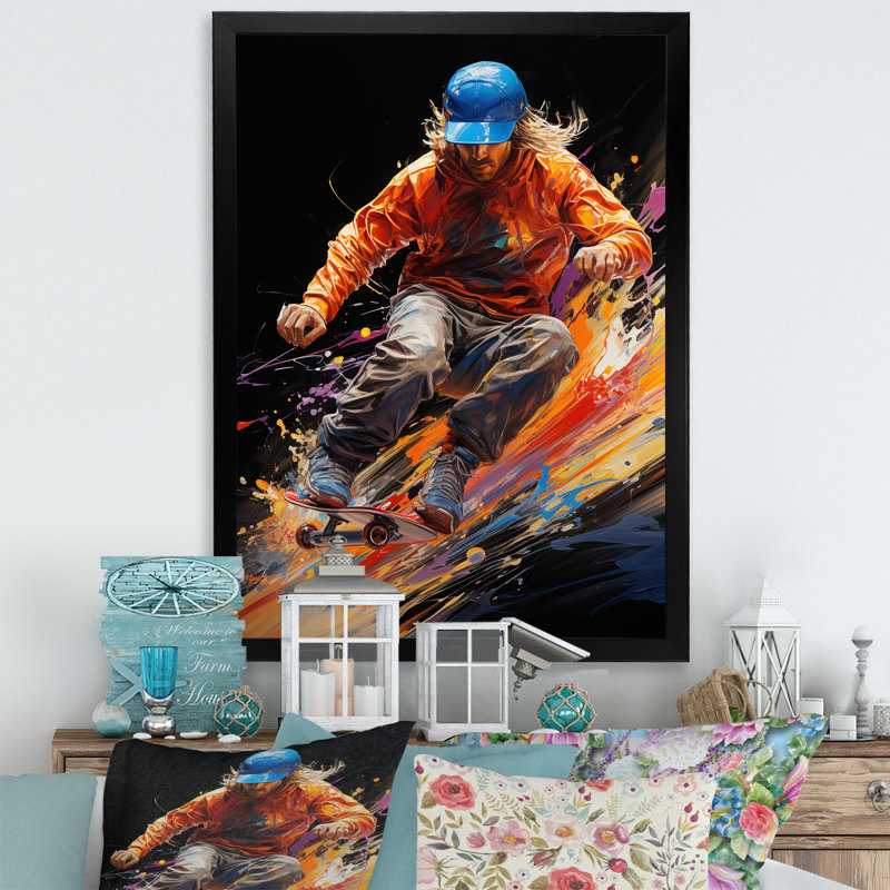 «Skateboard Abstract», reproduction d'art sur toile, Cadre photo noir, H 40 po x l 30 po x P 1,5 po