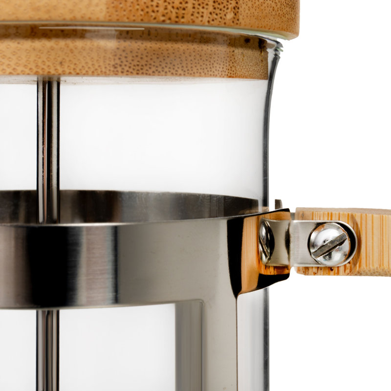 Glass And Stainless Steel French Press With Bamboo Lid And Handle