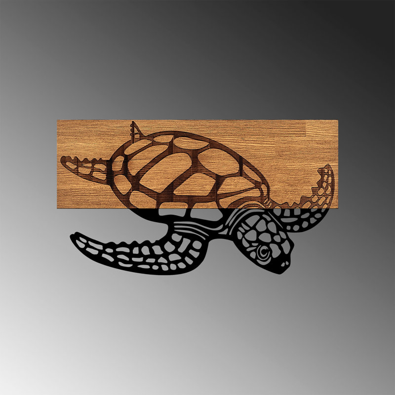 Stylish Decorative Wooden Wall Accessory, Black & Walnut, 22.8 x 1.2 x 12.6 Inches | 50% Real Wood (Thickness: 1.2 in) & 50% Metal (Thickness: 0.06 in) | Unique Design, Perfect for Home Decor & Living Spaces