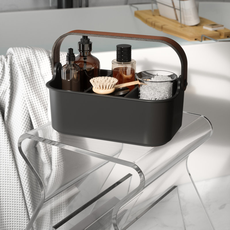 Bellwood Plastic Can Organizer, 4.88" H x 10.84" W x 6.5" D, Black/Walnut