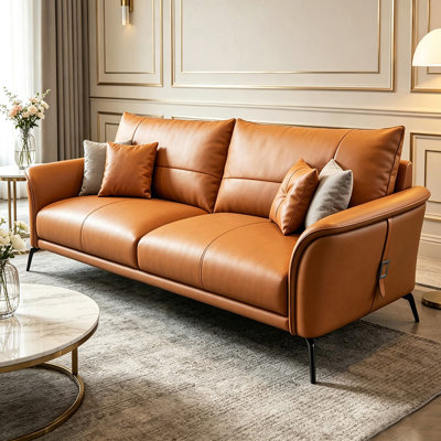 Orange Genuine Leather Standard Sofa