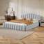 Tête de lit tapissier en velours pour lit double avec cadre de lit pour grand lit, sans sommier tapissier, bleu clair-468801847