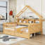 Lit plateforme double en bois avec tiroirs et lumières DEL et tablettes de rangement-20624804