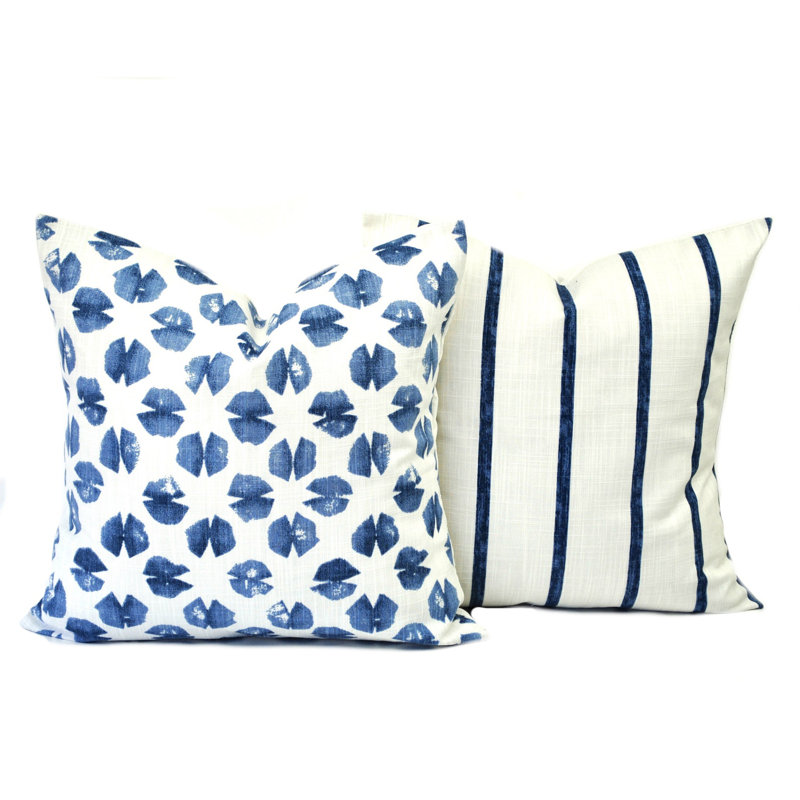 Housse de coussin carré 100% coton Sook Italian Denim, H 17 po x l 17 po