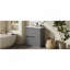 Meuble-lavabo 30 po avec lavabo en céramique et tiroirs pleine extension, meuble-lavabo autoportant avec glissières de tiroir à fermeture douce, conception cannelée, gris-1061853324