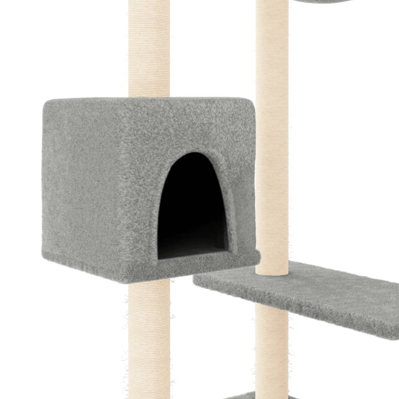 vidaXL Cat Tree Engineered wood, plush, sisal Medium Durable, Light Grey