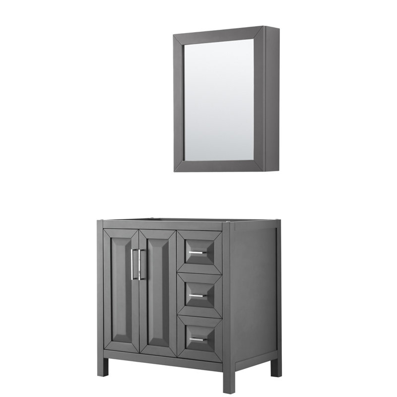 Daria 36'' Dark Gray Bathroom Vanity with Stone Top and Mirror