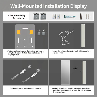 59 x 16 Inch Rectangular Full Length Wall Mirror